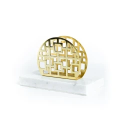 Салфетница Hom-me Angelo, мрамор, 15x7.5x9.5 см, золотистая/белая Салфетница Hom-me Angelo, мрамор, 15x7.5x9.5 см, золотистая/белая