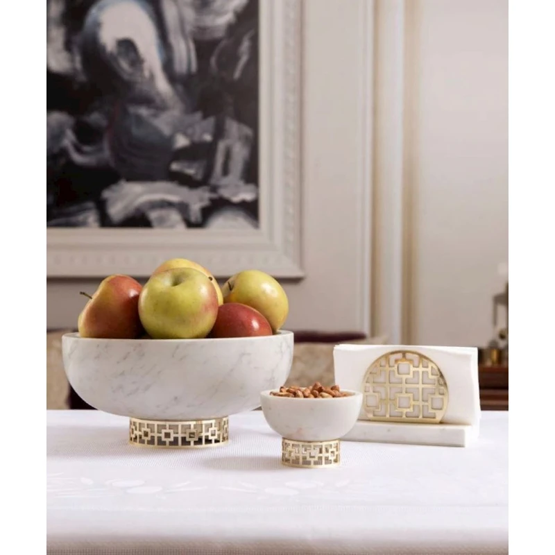 Салфетница Hom-me Angelo, мрамор, 15x7.5x9.5 см, золотистая/белая