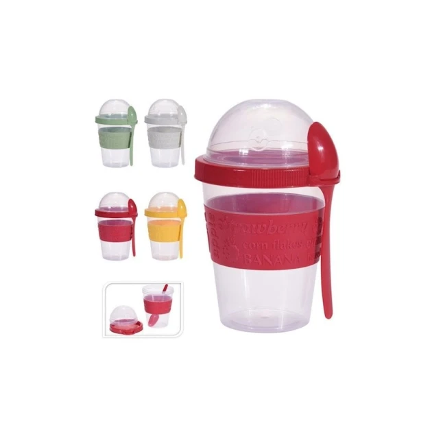 Стакан пластмассовый Koopman с ложкой и крышкой, цвет в ассортименте, 600мл