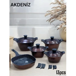 Набор кастрюль Akdeniz SHA-00006614, гранит, коричневый, 18/20/24/28 см, 13 шт