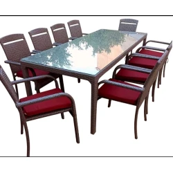 Комплект садовой мебели Zili Rattan ZR0079, коричневый, стол 100х240 см, стул 54х95 см Комплект садовой мебели Zili Rattan ZR0079, коричневый, стол 100х240 см, стул 54х95 см