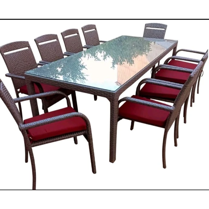 Комплект садовой мебели Zili Rattan ZR0079, коричневый, стол 100х240 см, стул 54х95 см Комплект садовой мебели Zili Rattan ZR0079, коричневый, стол 100х240 см, стул 54х95 см