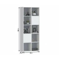 Шкаф книжный Ev Plus Artany, ЛДСП, белый, 180x29x75 см Шкаф книжный Ev Plus Artany, ЛДСП, белый, 180x29x75 см