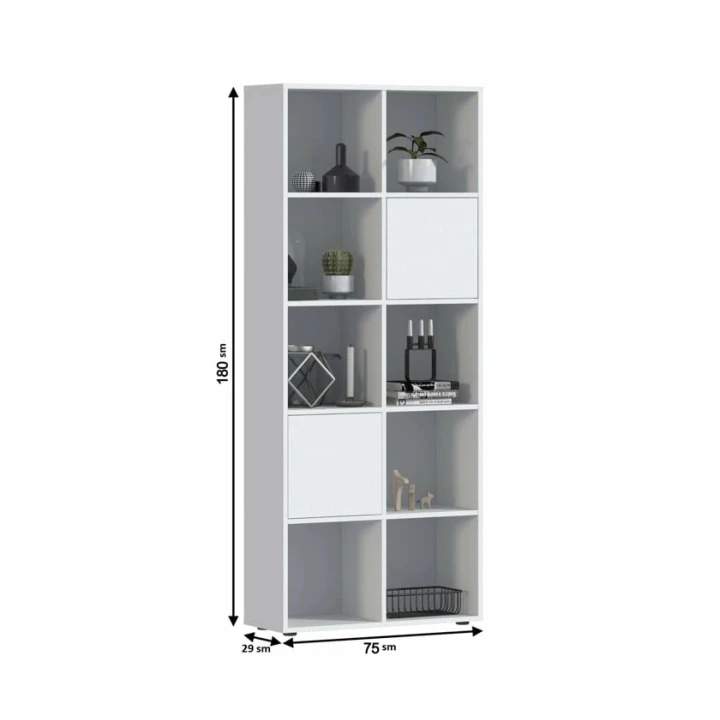 Шкаф книжный Ev Plus Artany, ЛДСП, белый, 180x29x75 см