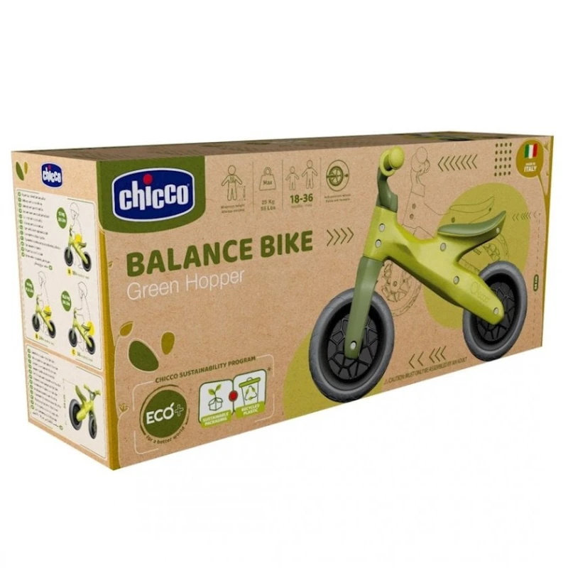 Беговел Chicco Balance Eco+ Green Hopper, зеленый, пластик Беговел Chicco Balance Eco+ Green Hopper, зеленый, пластик