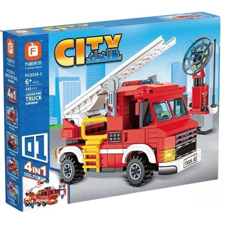 Конструктор Fire Truck Series Ladder Truck 4в1, 243 деталей