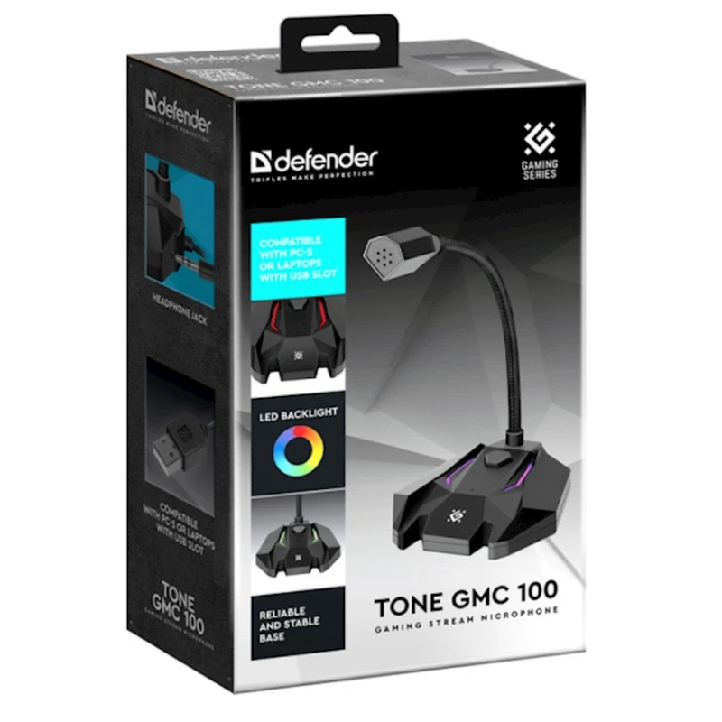Микрофон Defender Tone GMC 100 USB LED Black Микрофон Defender Tone GMC 100 USB LED Black