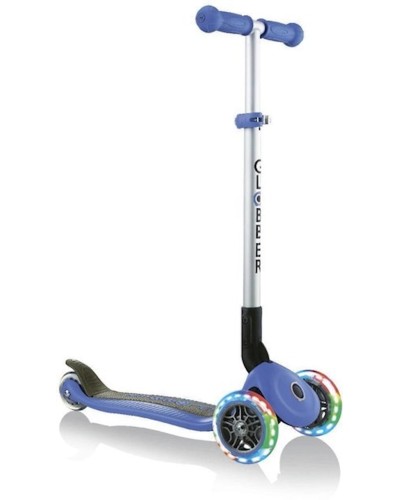 Yığılan skuter Globber Primo Foldable Lights, mavi/qara