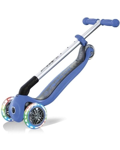 Yığılan skuter Globber Primo Foldable Lights, mavi/qara