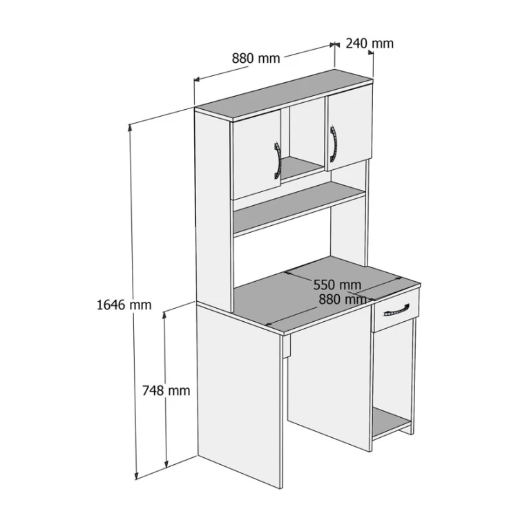 Компьютерный стол Art Mebel 70, белый, 165x88x55 см