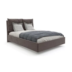 Двуспальная кровать Art_ikili_yataq 48, ламинат, коричневая, 200x200x120 см