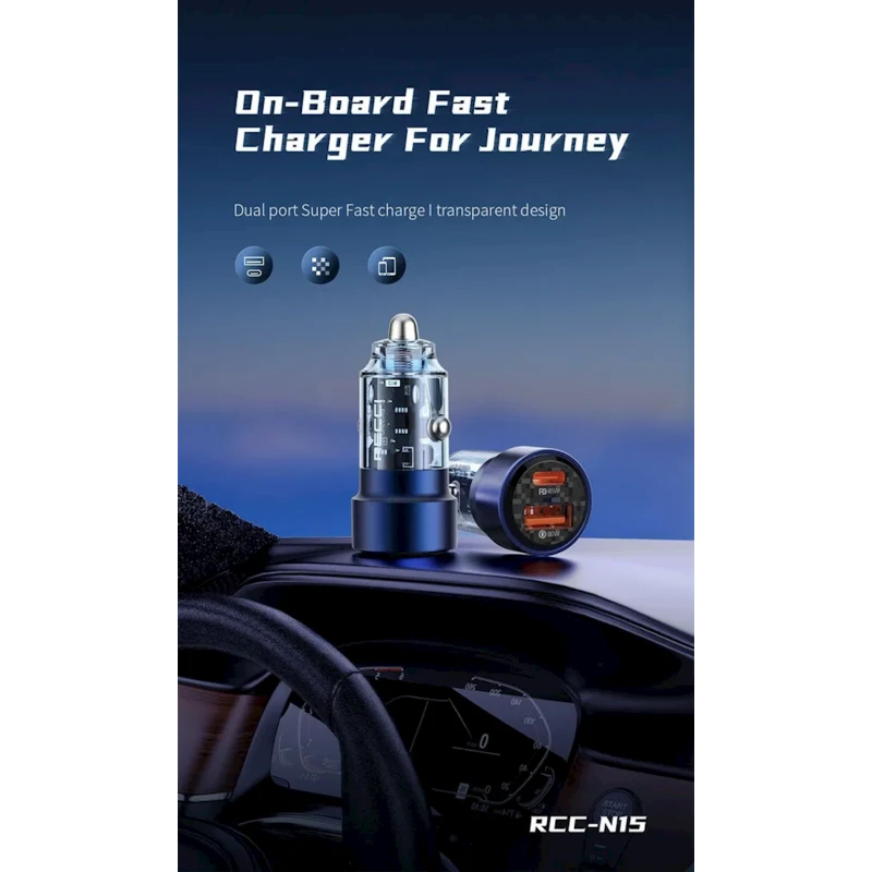 Зарядное устройство автомобильное Recci Journey RCC-N15 (6955482518489)