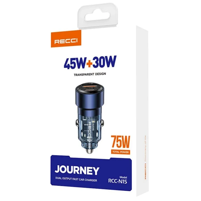 Зарядное устройство автомобильное Recci Journey RCC-N15 (6955482518489)
