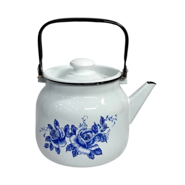 Чайник Лысьвенские эмали Морозная роза С-2713P2, металл, белый, 3.5 л