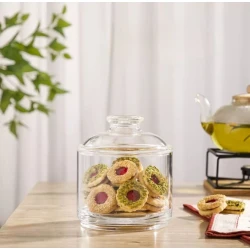 Конфетница Limon OP-8787, круглая, прозрачная, 13x15 см