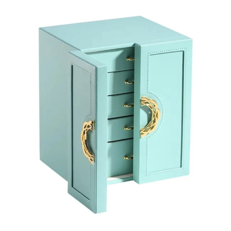 Ящик-органайзер для аксессуаров, 25x20x18 см, бирюзовый, кожа