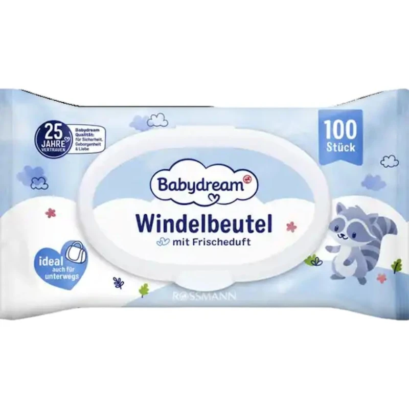Пакеты для подгузников Babydream Frischeduft 100 шт Пакеты для подгузников Babydream Frischeduft 100 шт