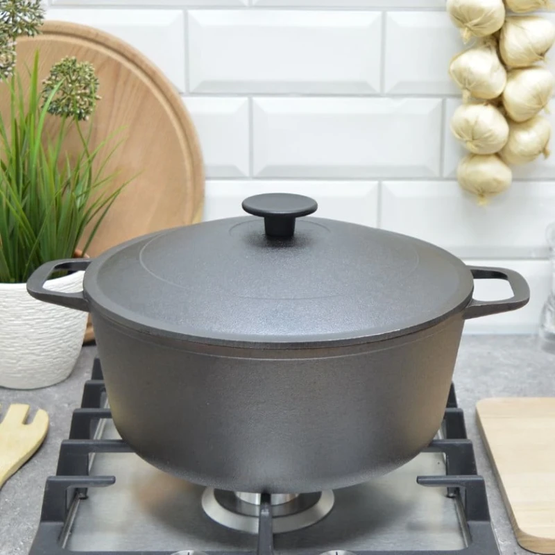 Кастрюля Chaynikov SF-833, чугун, 26 см, 6000 мл, черная