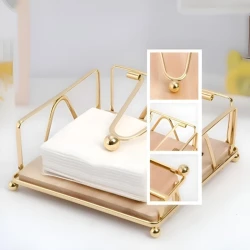 Салфетница nh_5zcvb, металл/дерево, золотистая, 17x17x7.5 см Салфетница nh_5zcvb, металл/дерево, золотистая, 17x17x7.5 см