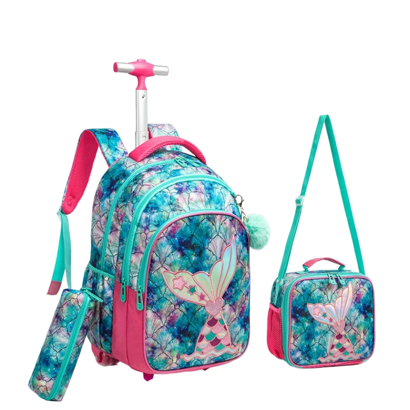 Школьный рюкзак Русалка, 3 предмета, 32x46x21 см, зеленый