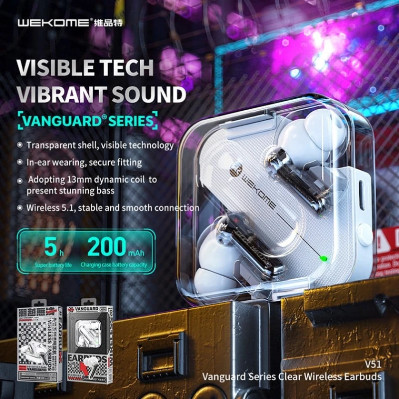 Беспроводные наушники WeKome V51 Vanguard White