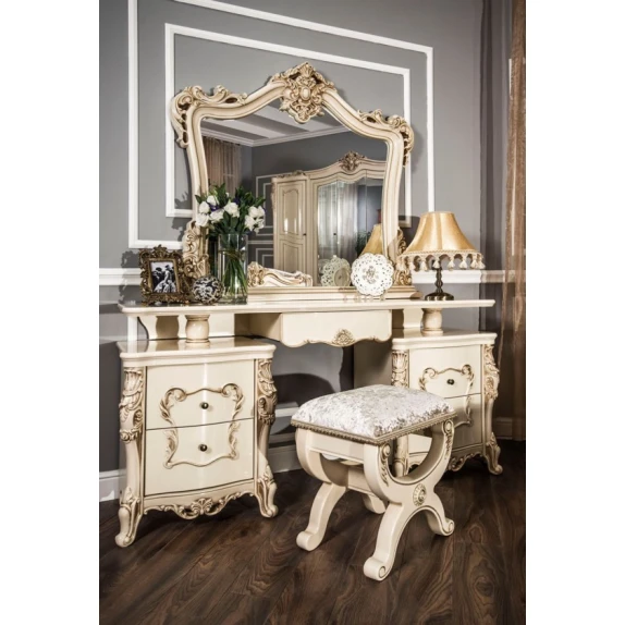 Набор мебели для спальни Era Mebel Djakonda, кремовый (шкаф 285x65x240 см, кровать 213x212x170 см, прикроватная тумба 58x48x69 см, комод 170x48x85 см, зеркало 129х119 см) Набор мебели для спальни Era Mebel Djakonda, кремовый (шкаф 285x65x240 см, кровать 213x212x170 см, прикроватная тумба 58x48x69 см, комод 170x48x85 см, зеркало 129х119 см)