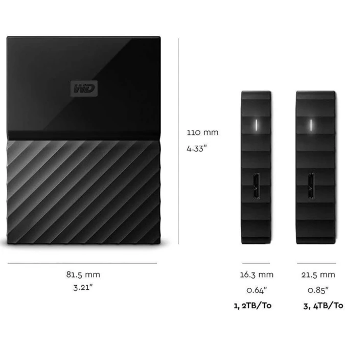 Portativ Xarici Sərt Disk WD 3TB My Passport - USB 3.0 qara