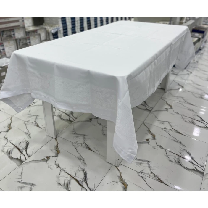 Скатерть MiraNova FS-682, прямоугольная, тефлоновая, белая, 160x350 см Скатерть MiraNova FS-682, прямоугольная, тефлоновая, белая, 160x350 см