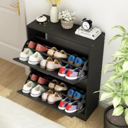 Тумба для обуви Art Mebel 48, ламинат, черный, 80х50х30 см