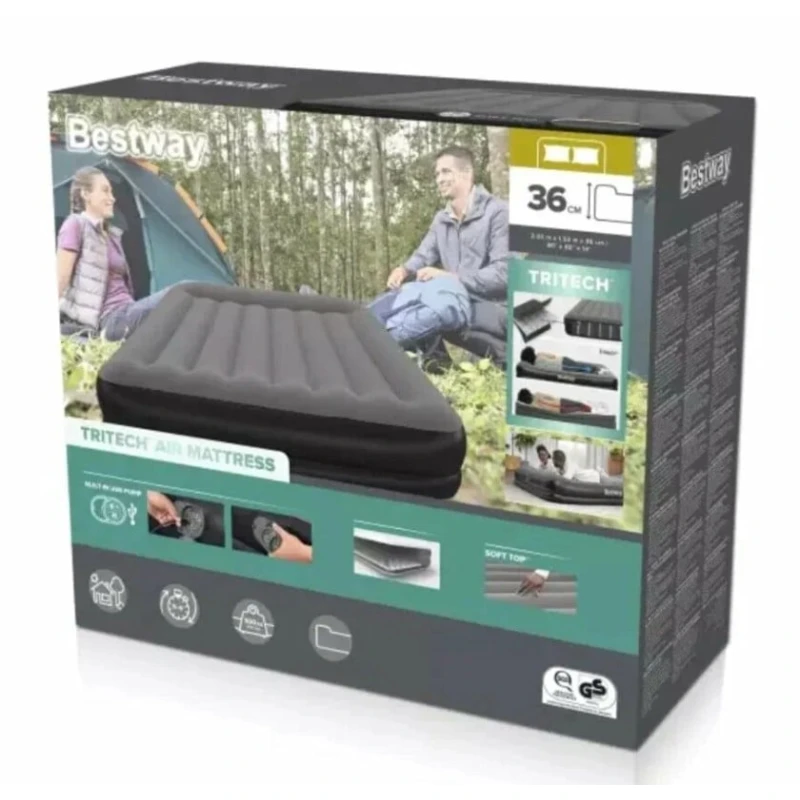 Матрас надувной Bestway, 203х152х36 см, 671BU, насос встроенный, электрический, флокированный, 300 кг Матрас надувной Bestway, 203х152х36 см, 671BU, насос встроенный, электрический, флокированный, 300 кг