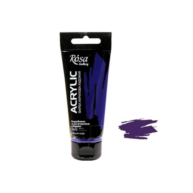 Акриловая краска художественная Rosa Gallery 649, фиолетовый, 60 мл Акриловая краска художественная Rosa Gallery 649, фиолетовый, 60 мл