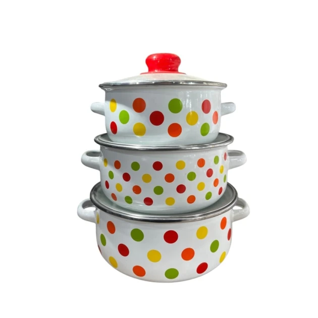 Набор кастрюль sweet-maxi-LT-27, с ручками, эмалированная сталь, белый, 16/18/20 см, 3 шт.