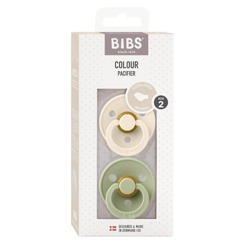 Набор пустышек BIBS Colour Ivory/Sage, 6-18 мес, 2 шт Набор пустышек BIBS Colour Ivory/Sage, 6-18 мес, 2 шт