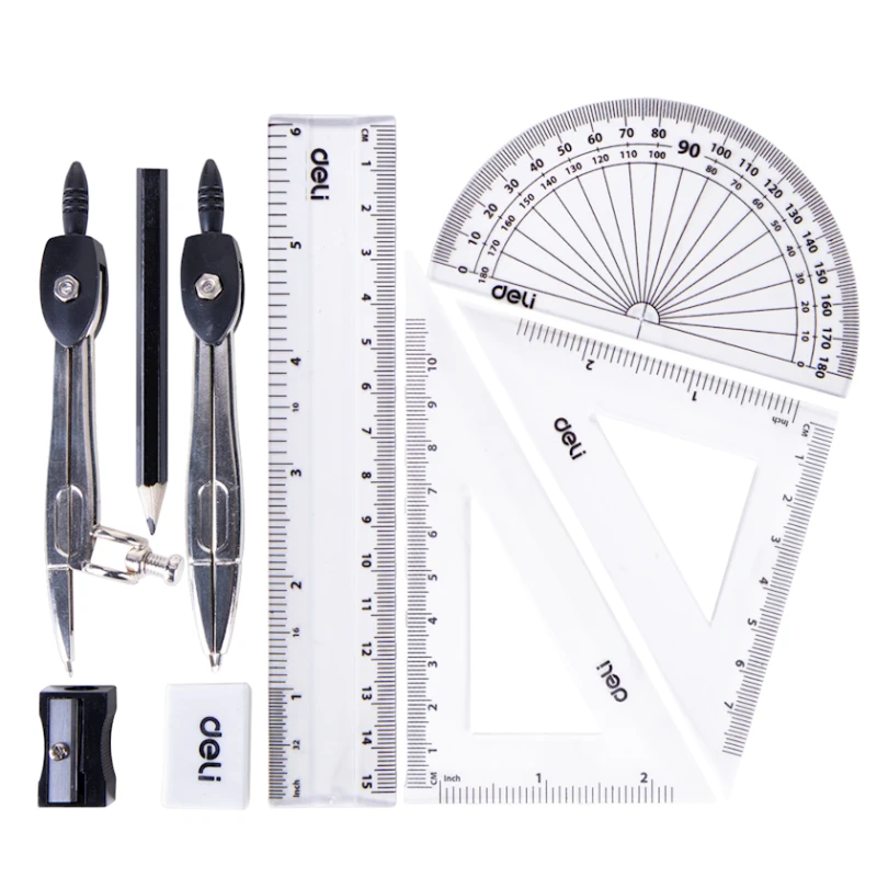 Готовальня Deli G30695, 9 предметов, черный/прозрачный Готовальня Deli G30695, 9 предметов, черный/прозрачный