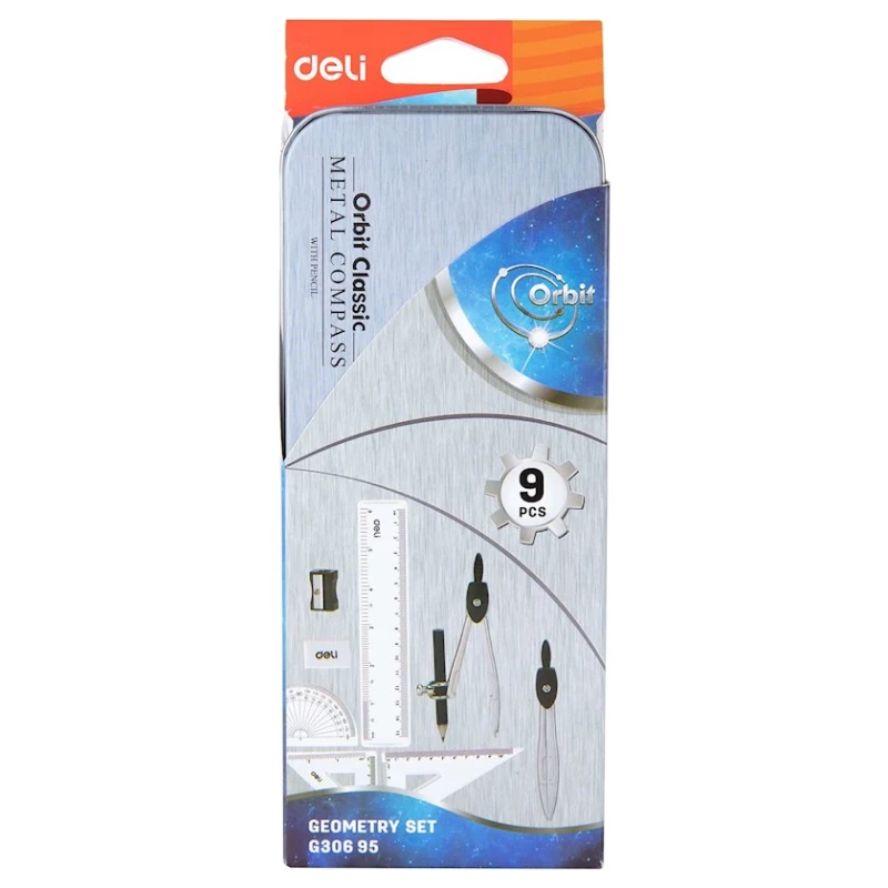 Готовальня Deli G30695, 9 предметов, черный/прозрачный Готовальня Deli G30695, 9 предметов, черный/прозрачный