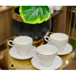 Набор чайный RB180 на 6 персон, белый, керамика, блюдце 14 см/чашка 8х6 см Набор чайный RB180 на 6 персон, белый, керамика, блюдце 14 см/чашка 8х6 см