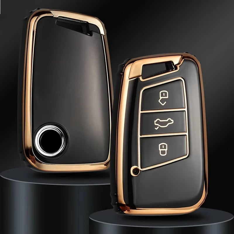 Açar qabı avtomobil açarları üçün Volkswagen Passat B8 üçün, 3 düyməli, qızılı/qara Açar qabı avtomobil açarları üçün Volkswagen Passat B8 üçün, 3 düyməli, qızılı/qara