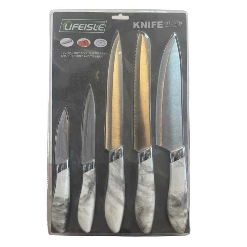 Bıçaq dəsti ZTW, 5 əd, paslanmayan polad, boz/ağ