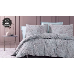 Комплект постельного белья Yataş Minu, пододеяльник 200x220 см, простыня 240x260 см, наволочки 50x70 см 2 шт, евро, хлопок, Kül Moru