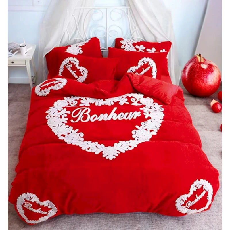 Комплект постельного белья Narlı 000296, пододеяльник 200х230 см, простыня 250x250 см, наволочка 50x70 см (2 шт), двуспальный, красный