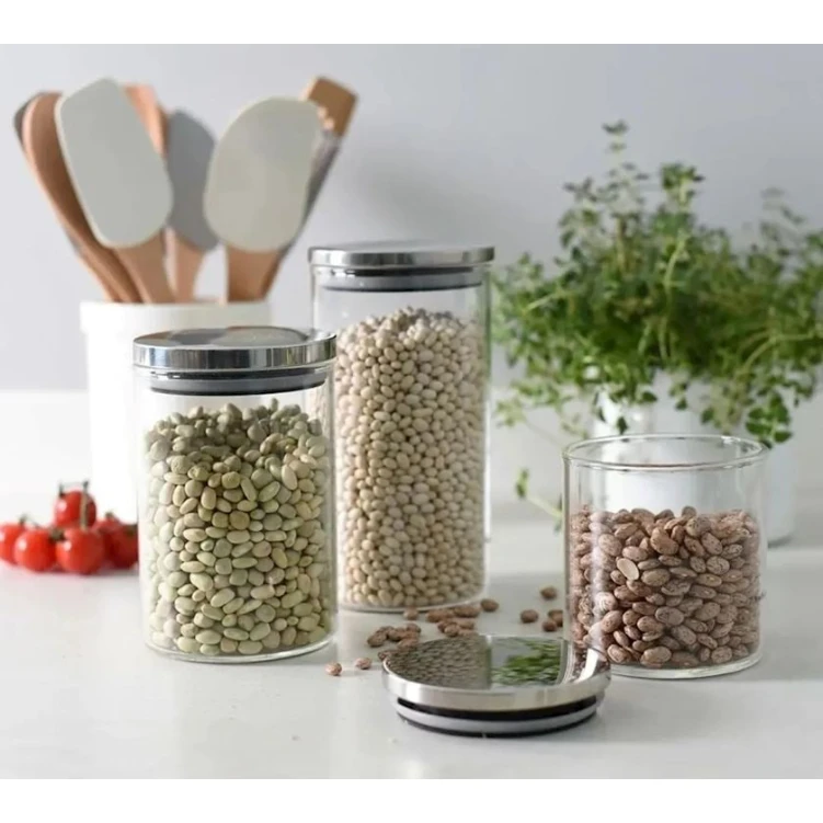 Səpələnən məhsullar üçün banka 3133, şüşə/metal, şəffaf, 320 ml