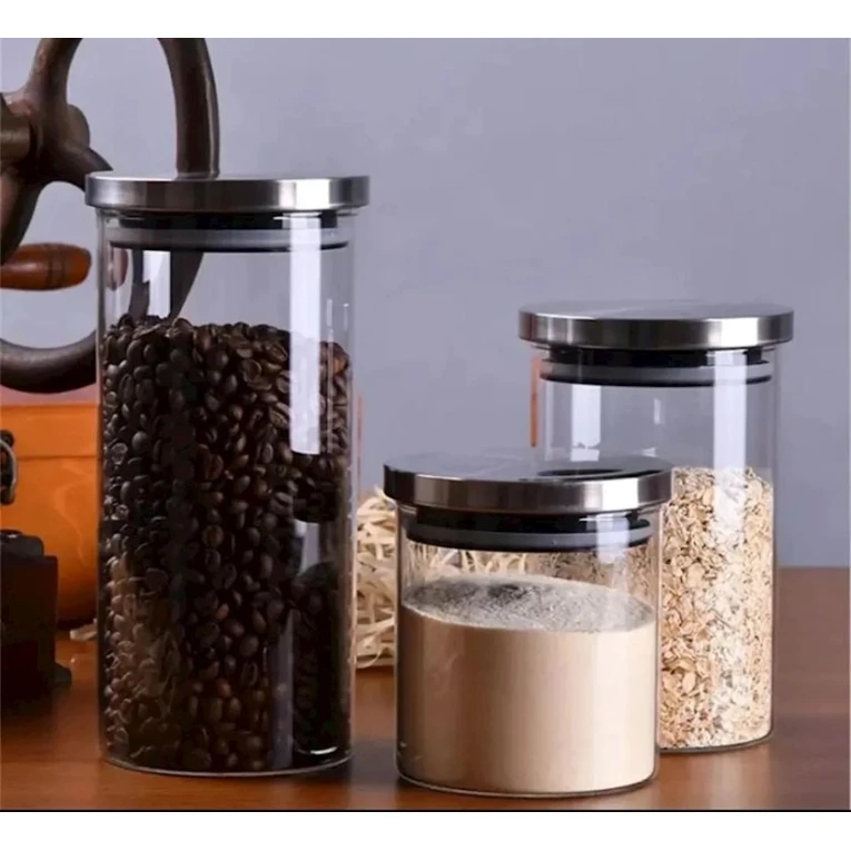 Səpələnən məhsullar üçün banka 3133, şüşə/metal, şəffaf, 320 ml