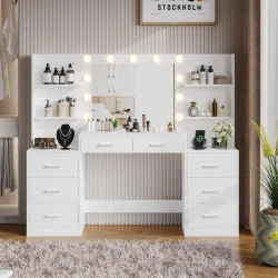 Makiyaj masası Art Mebel 59, laminat, ağ, 120x60x40 sm