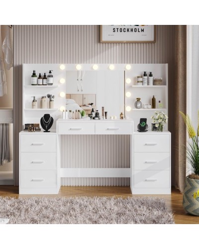 Makiyaj masası Art Mebel 59, laminat, ağ, 120x60x40 sm