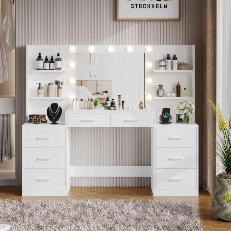 Makiyaj masası Art Mebel 59, laminat, ağ, 120x60x40 sm