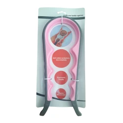 Многофункциональная открывалка для крышек K640, 4 секции, силикон/пластик, розовая/серая Многофункциональная открывалка для крышек K640, 4 секции, силикон/пластик, розовая/серая