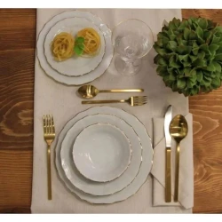 Сервиз обеденный Porland Wavy 04POR033446, 60 предметов, на 12 персон, фарфор, белый Сервиз обеденный Porland Wavy 04POR033446, 60 предметов, на 12 персон, фарфор, белый