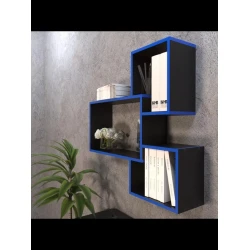 Divar rəfi Art Mebel 37, laminat, 83х89х20 sm, qara/göy