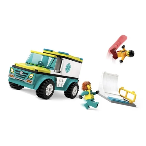 Конструктор LEGO City Emergency Ambulance and Snowboarder 60403, 4+ лет, 79 элементов