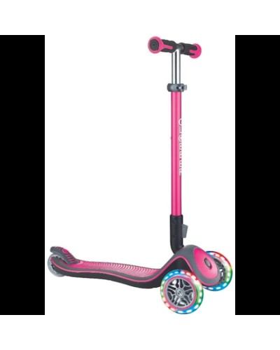 Samokat-kikbord Globber Elite Deluxe Lights, uşaqlar üçün, 3 yaşdan, maksimal çəki 50 kq, mavi çəhrayı